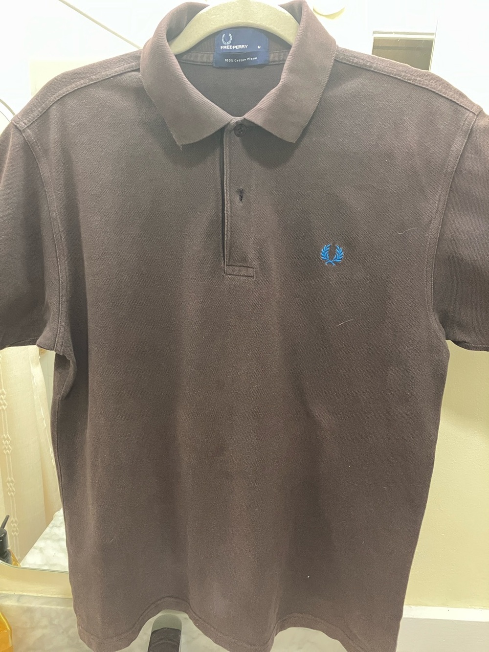 Fred Perry Brown Polo with Blue Laurel Wreath